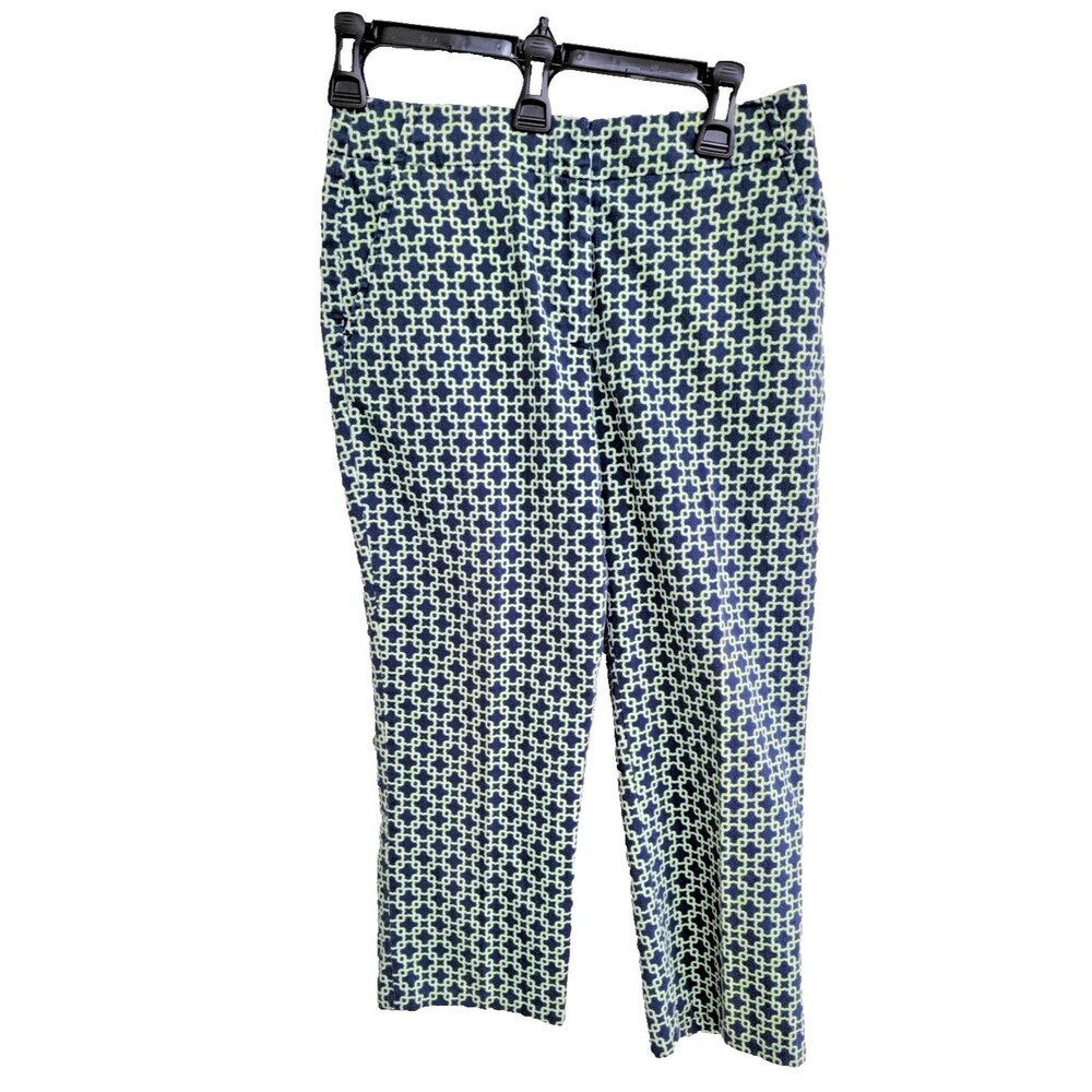 Talbots Women's Petites Stretch Straight Leg Pants Designer Print 2P